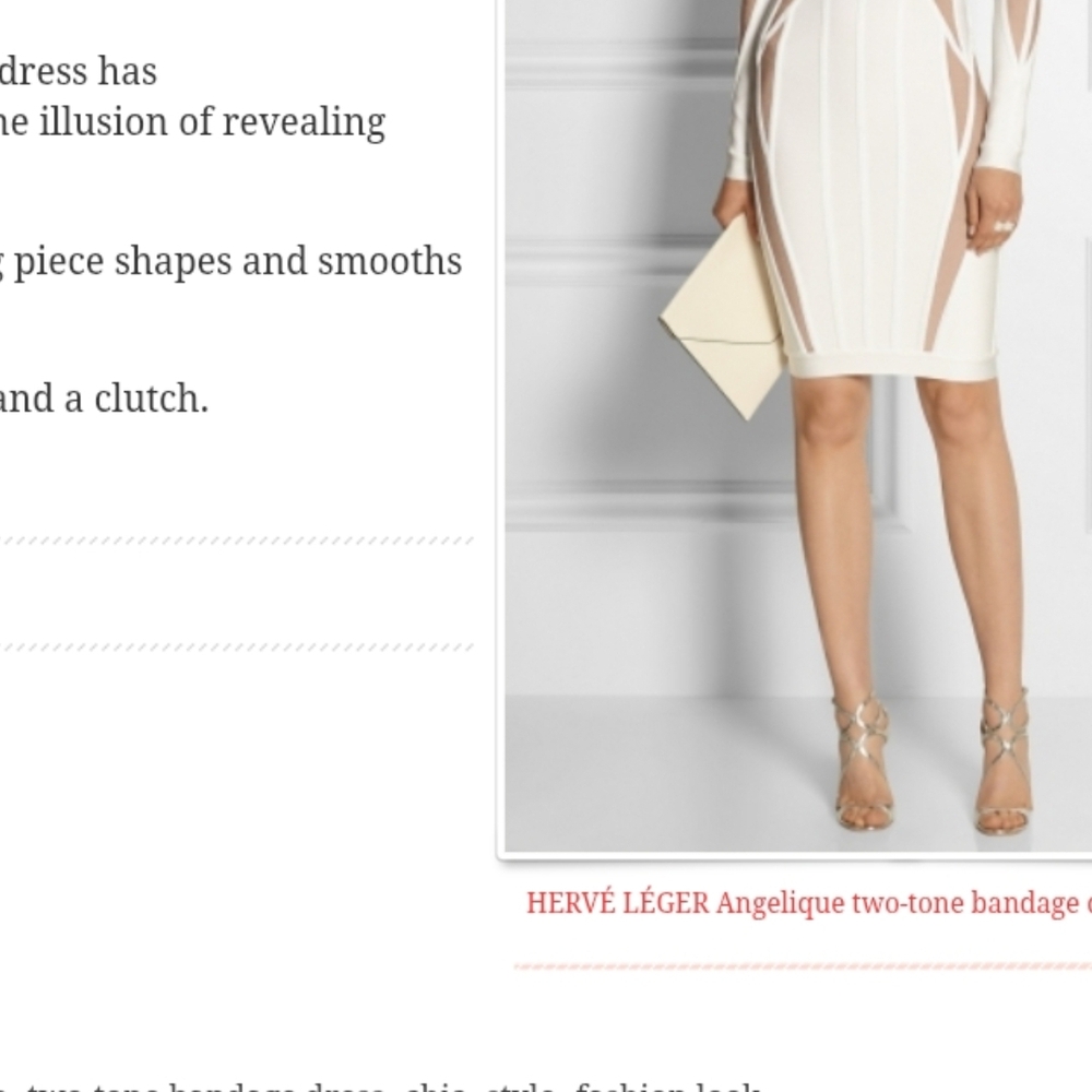 Herve Leger White and Nude Long Sleeve Dress,Run Way. - Picture 2 of 7